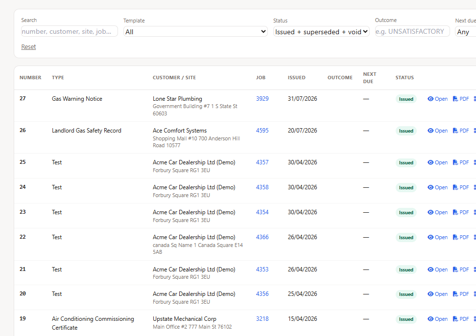 Public Verify page showing certificate status and hash match, with no certificate body