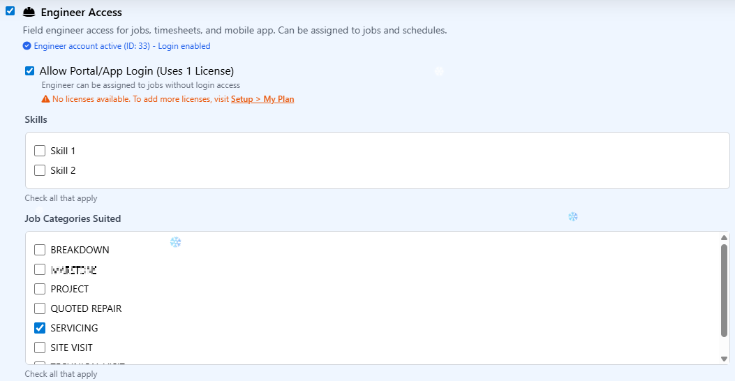 Field Ascend Smart Planner Matching showing engineer skill badges and territory indicators