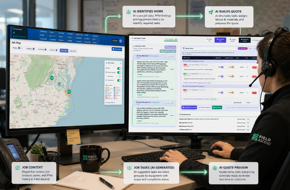 Work order to AI estimate workflow in Field Ascend FSM software