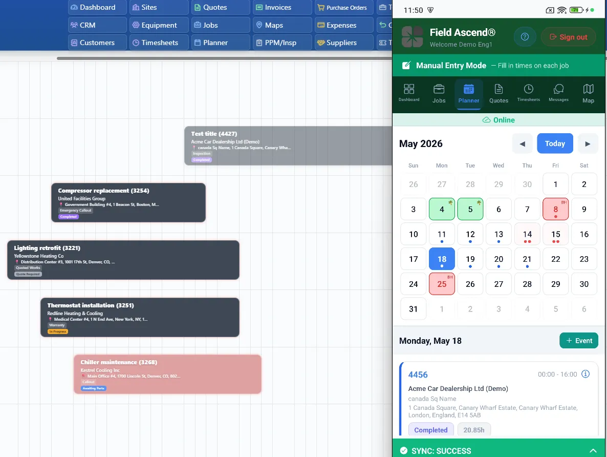 Mobile work order app for construction site tasks, notes and photos